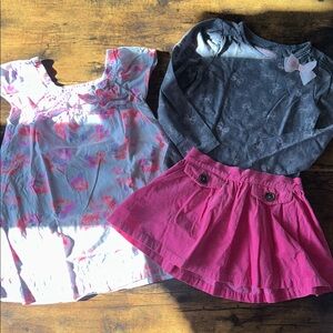 Cherokee Girl’s Bundle - Floral Dress and Shirt with Skirt